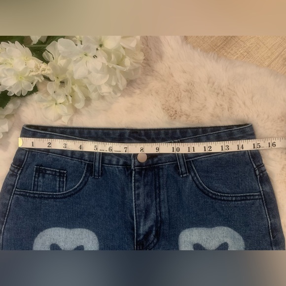 🩵New Empty Soda Chic Fun Denim Heart Mini Skirt🩵 - Picture 7 of 10
